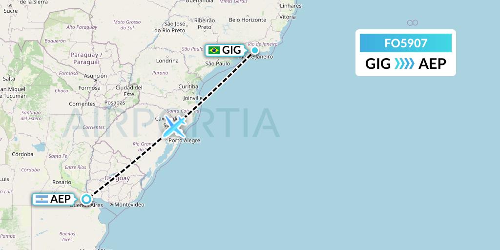 FO5907 Aero Flightops Uk Limited Flight Map: Rio de Janeiro to Buenos Aires