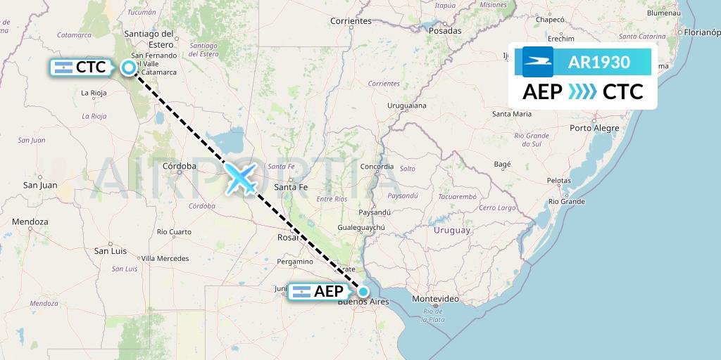 AR1930 Aerolineas Argentinas Flight Map: Buenos Aires to Catamarca