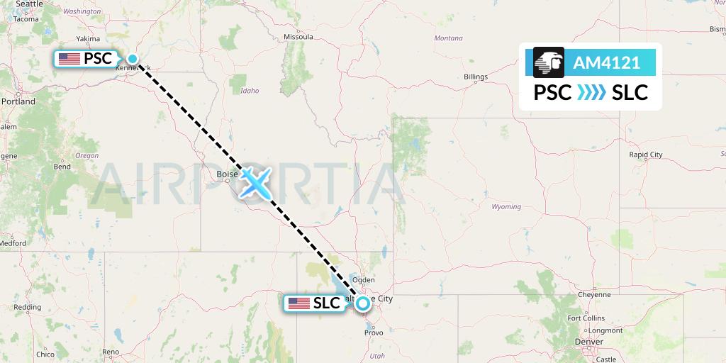 AM4121 Aeromexico Flight Map: Pasco to Salt Lake City