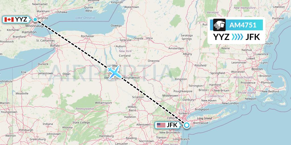 AM4751 Aeromexico Flight Map: Toronto to New York