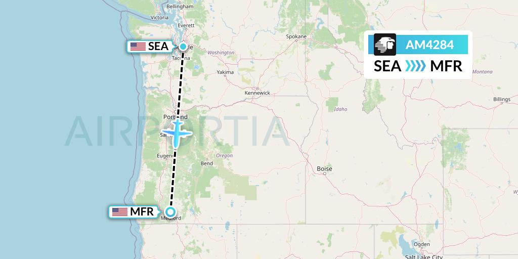 AM4284 Aeromexico Flight Map: Seattle to Medford