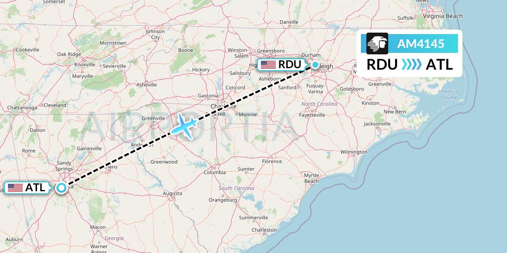 AM4145 Aeromexico Flight Map: Raleigh-Durham to Atlanta