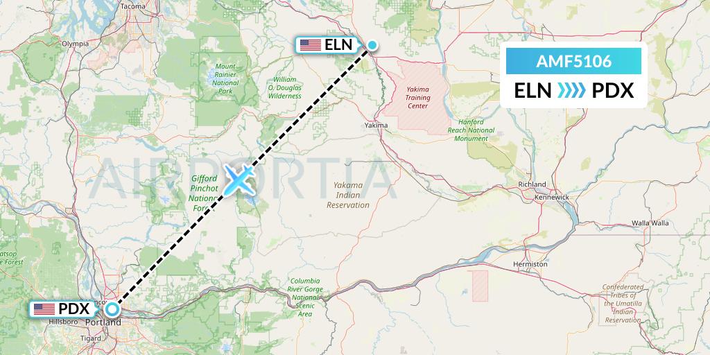 AMF5106 Ameriflight Flight Map: Ellensburg to Portland