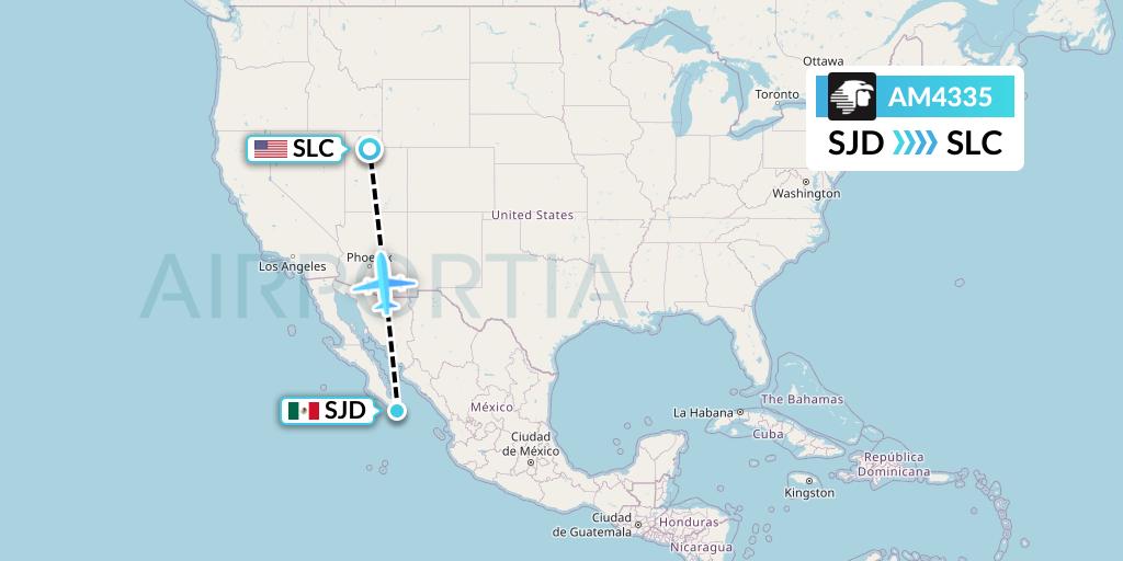 AM4335 Aeromexico Flight Map: San Jose del Cabo to Salt Lake City