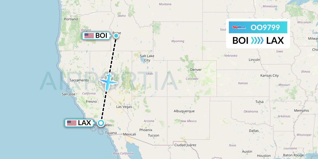OO9799 SkyWest Airlines Flight Map: Boise to Los Angeles