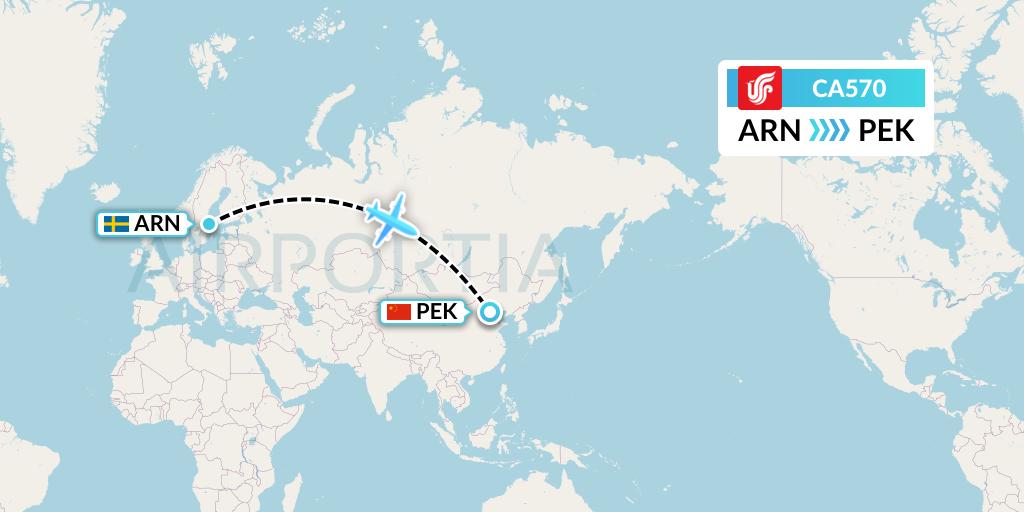 CA570 Air China Flight Map: Stockholm to Beijing