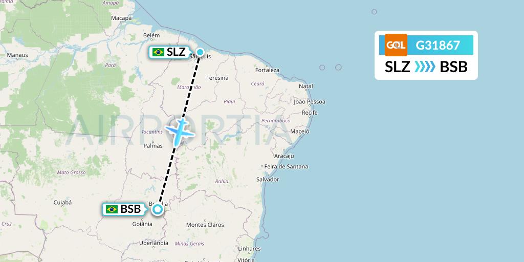 G31867 GOL Transportes Aeros Flight Map: Sao Luis to Brasilia