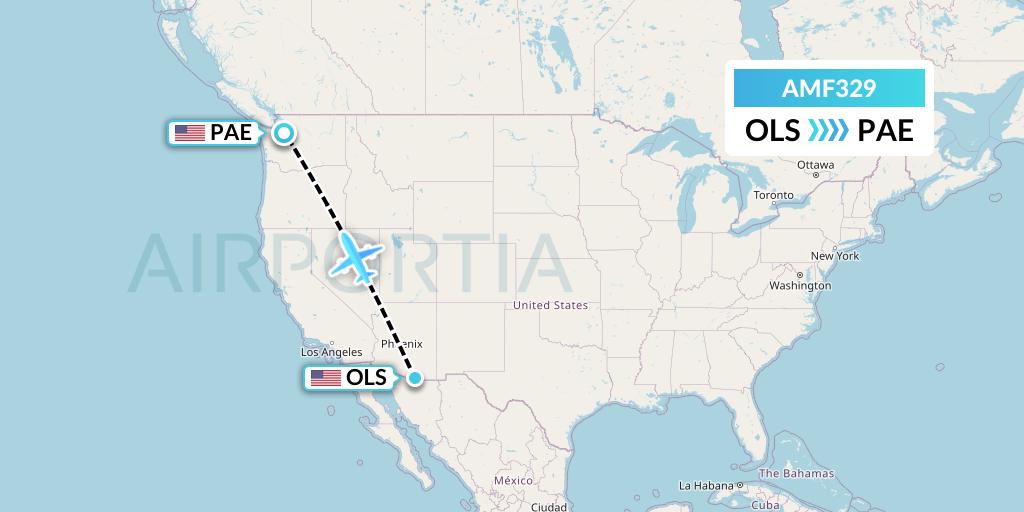 AMF329 Ameriflight Flight Map: Nogales to Everett