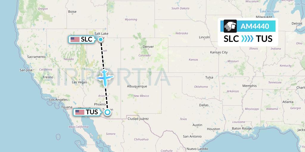 AM4440 Aeromexico Flight Map: Salt Lake City to Tucson