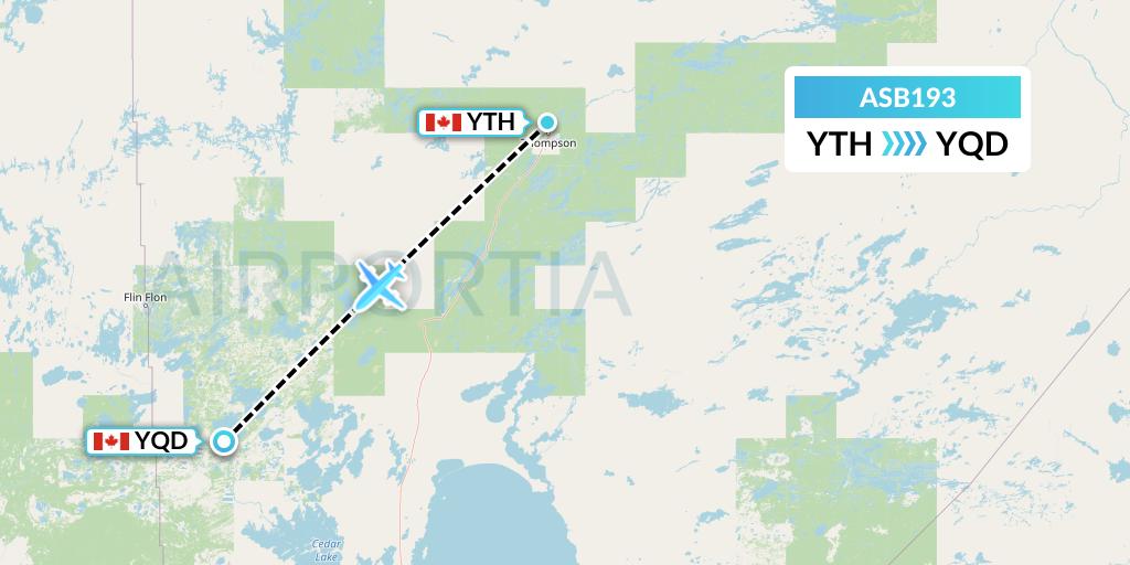 ASB193 Air Spray Flight Map: Thompson to The Pas
