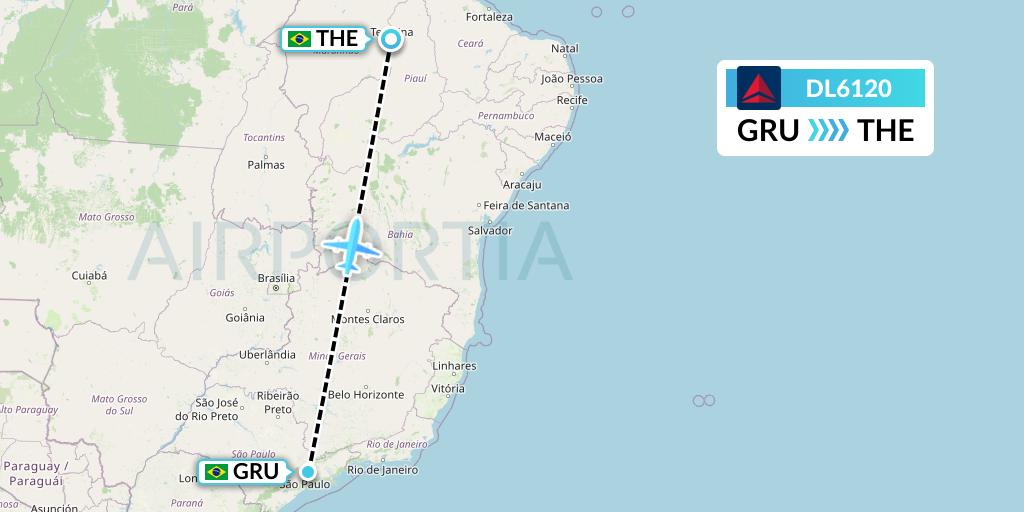 DL6120 Delta Air Lines Flight Map: Sao Paulo to Teresina