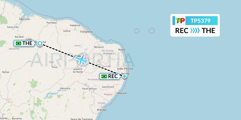 TP5379 TAP Portugal Flight Map: Recife to Teresina