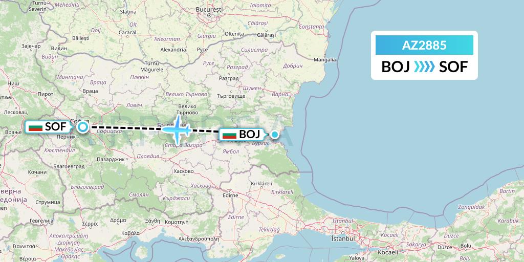 AZ2885 ITA Airways Flight Map: Burgas to Sofia