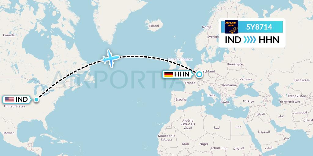 5Y8714 Atlas Air Flight Map: Indianapolis to Hahn