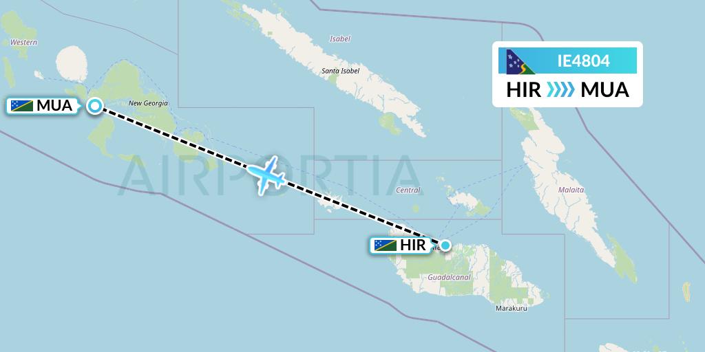 IE4804 Solomon Airlines Flight Map: Honiara to Solomon Islands