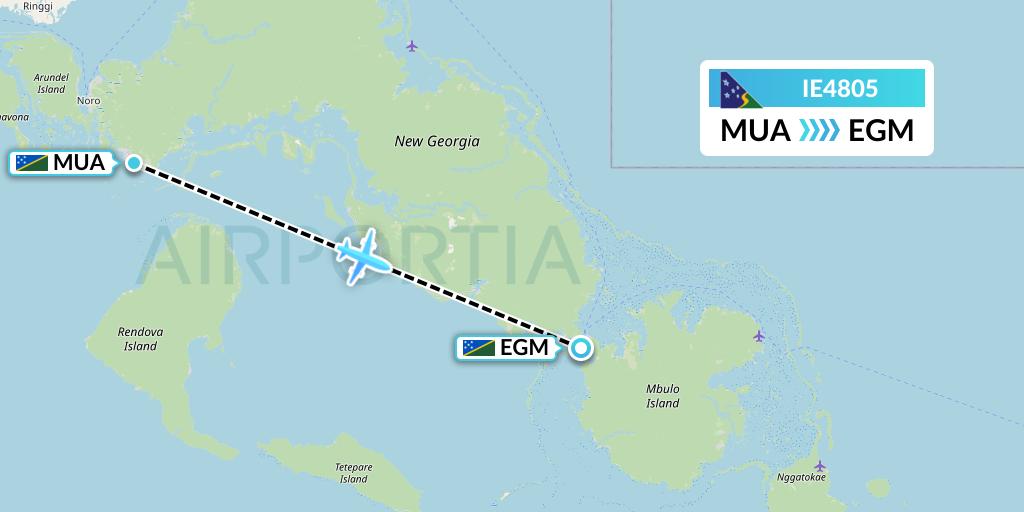 IE4805 Solomon Airlines Flight Map: Solomon Islands to Sege