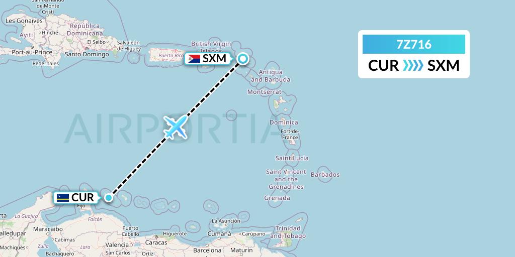 7Z716 EZ Air Flight Map: Willemstad to Sint Maarten