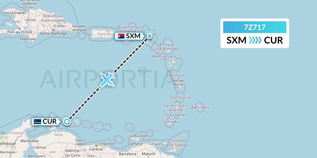 7Z717 EZ Air Flight Map: Sint Maarten to Willemstad