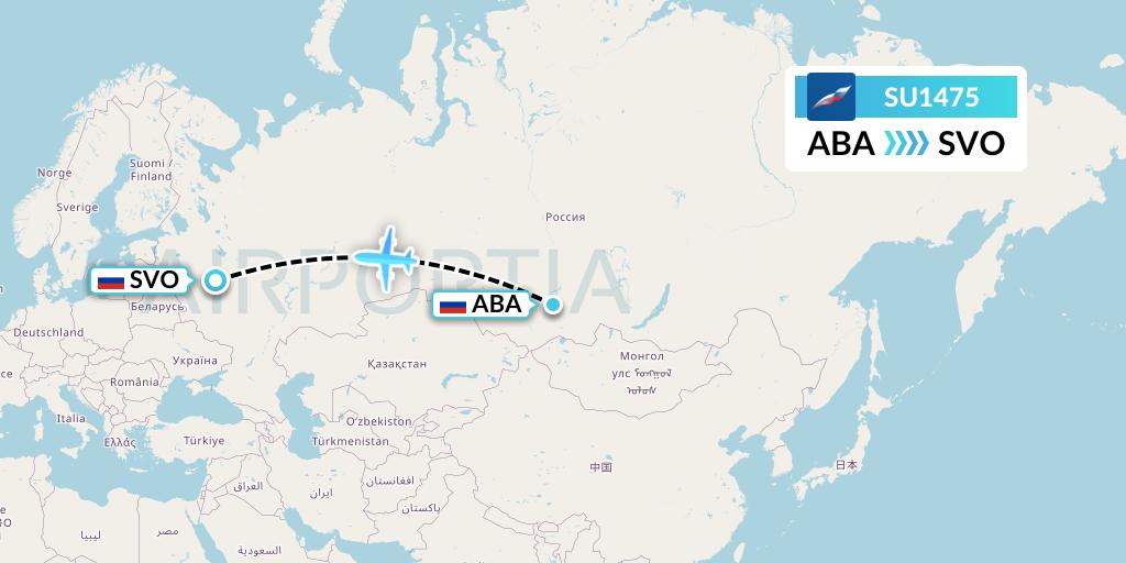 SU1475 Aeroflot Flight Map: Abakan to Moscow