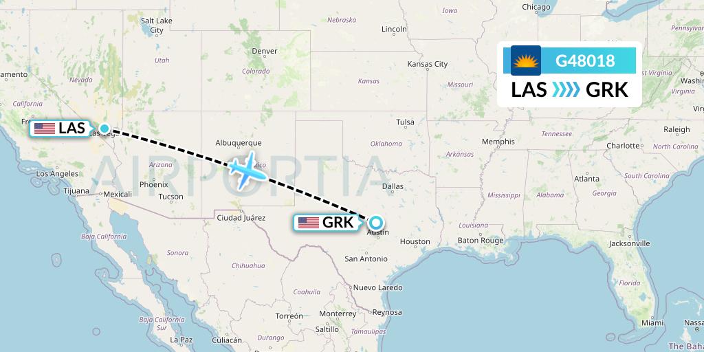 G48018 Allegiant Air Flight Map: Las Vegas to Killeen
