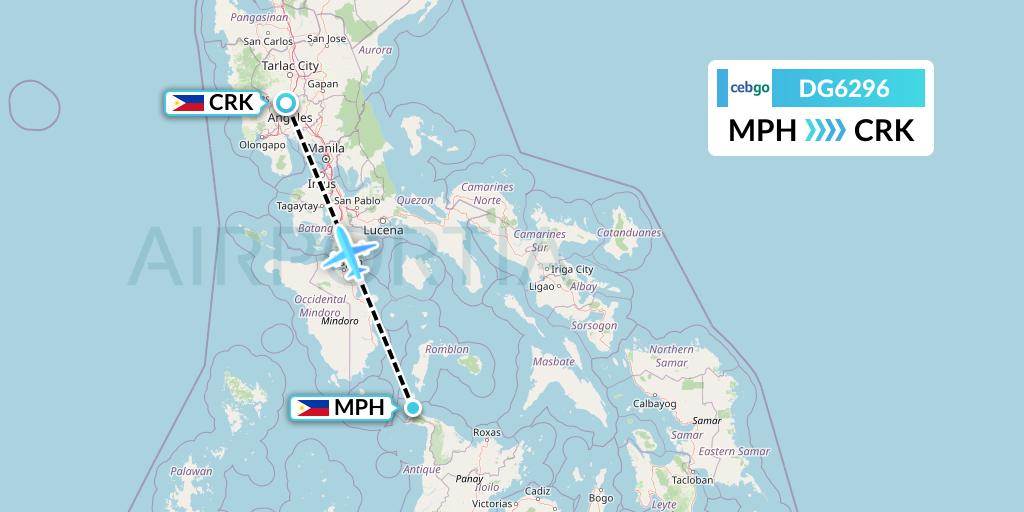 DG6296 Cebgo Flight Map: Caticlan to Angeles City