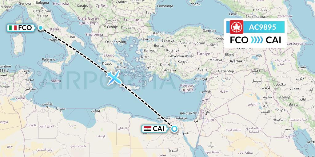AC9895 Air Canada Flight Map: Rome to Cairo