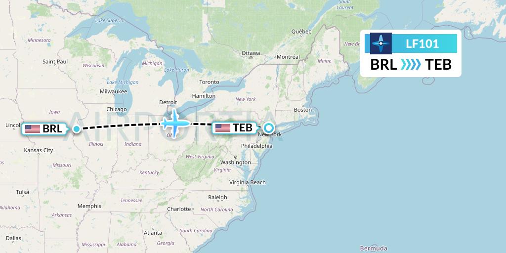 LF101 Corporate Flight Management Flight Map: Burlington to Teterboro