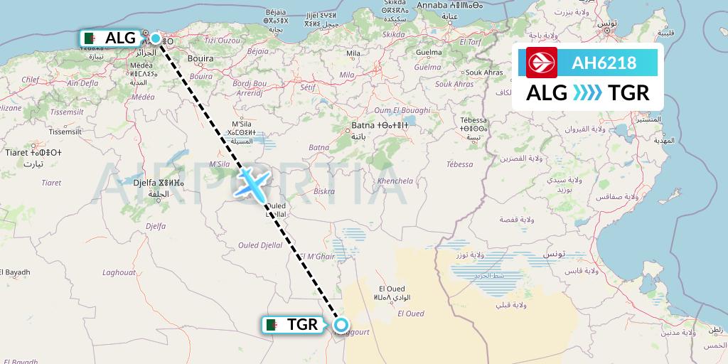AH6218 Air Algerie Flight Map: Algiers to Touggourt