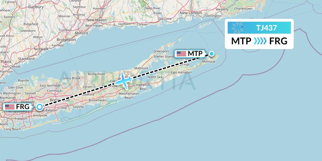 TJ437 Tradewind Aviation Flight Map: Montauk to Farmingdale