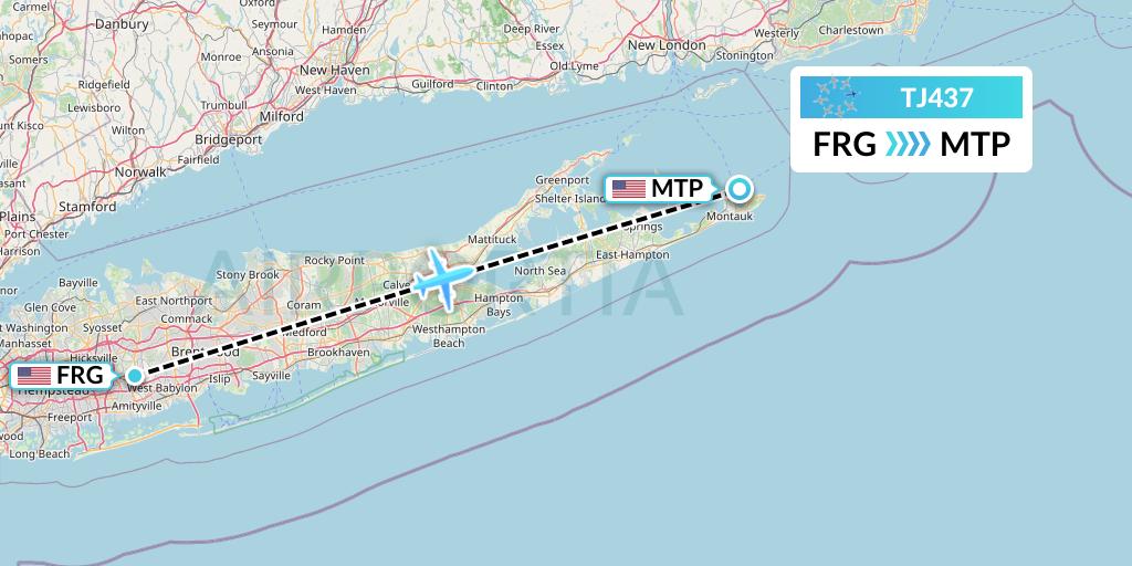 TJ437 Tradewind Aviation Flight Map: Farmingdale to Montauk