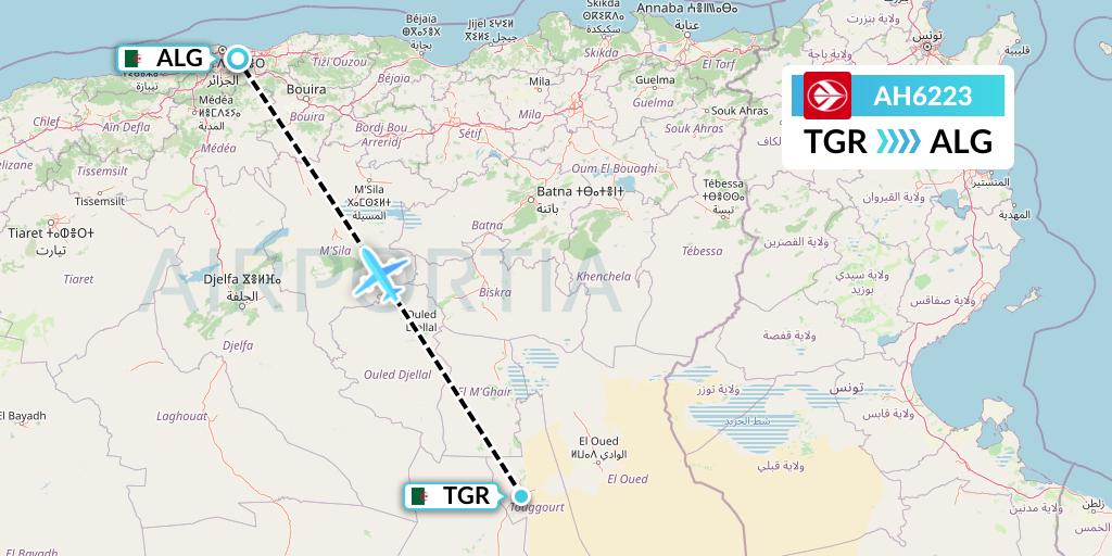 AH6223 Air Algerie Flight Map: Touggourt to Algiers