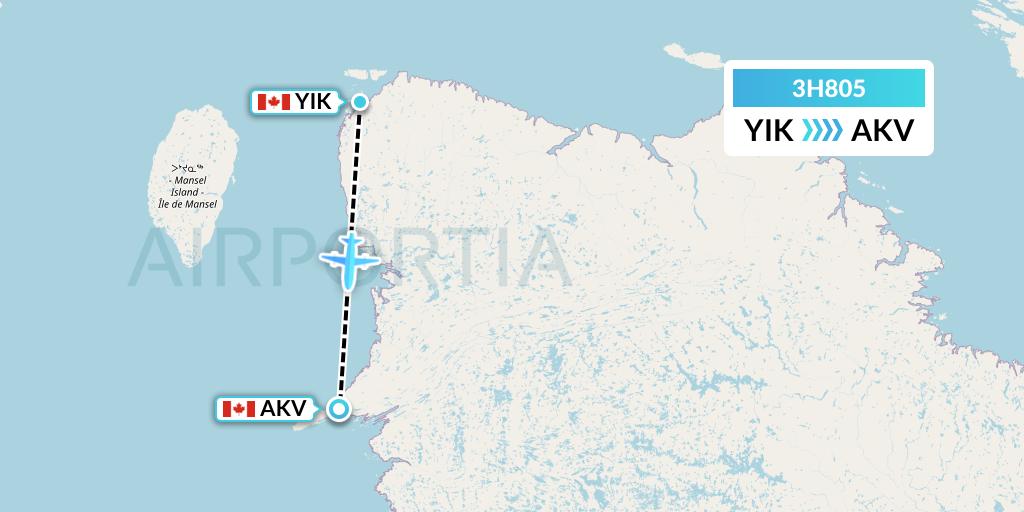 3H805 Air Inuit Flight Map: Ivujivik to Akulivik