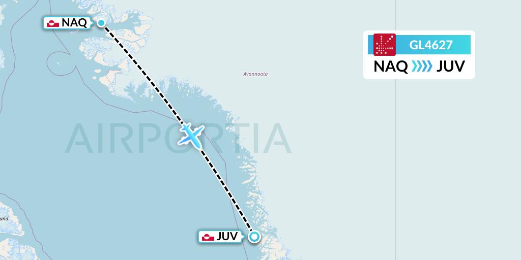 GL4627 Air Greenland Flight Map: Qaanaaq to Upernavik