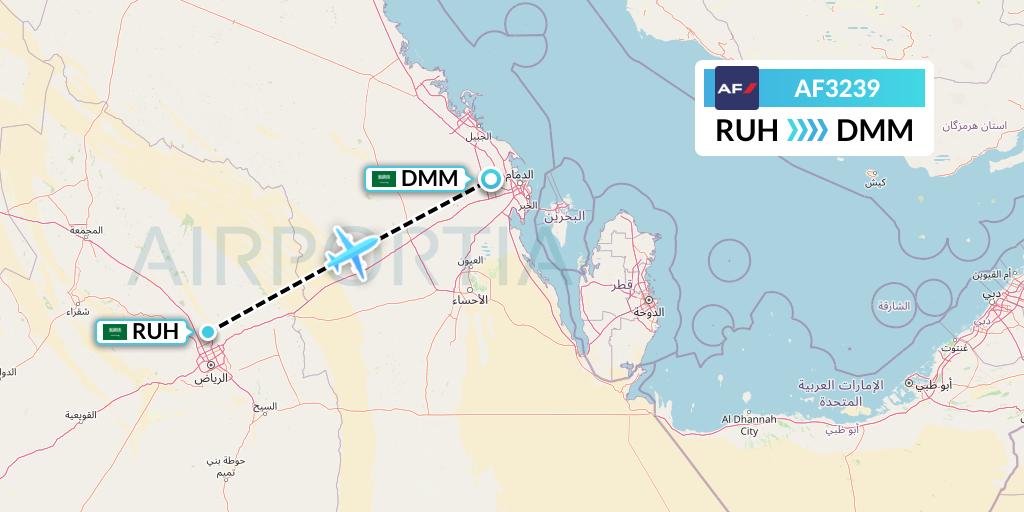 AF3239 Air France Flight Map: Riyadh to Dammam