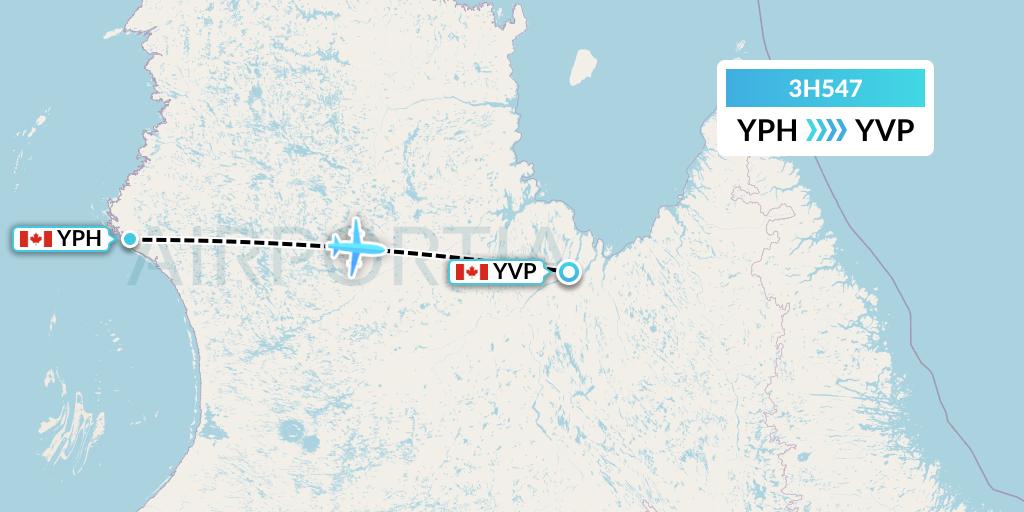 3H547 Air Inuit Flight Map: Inukjuak to Kuujjuaq