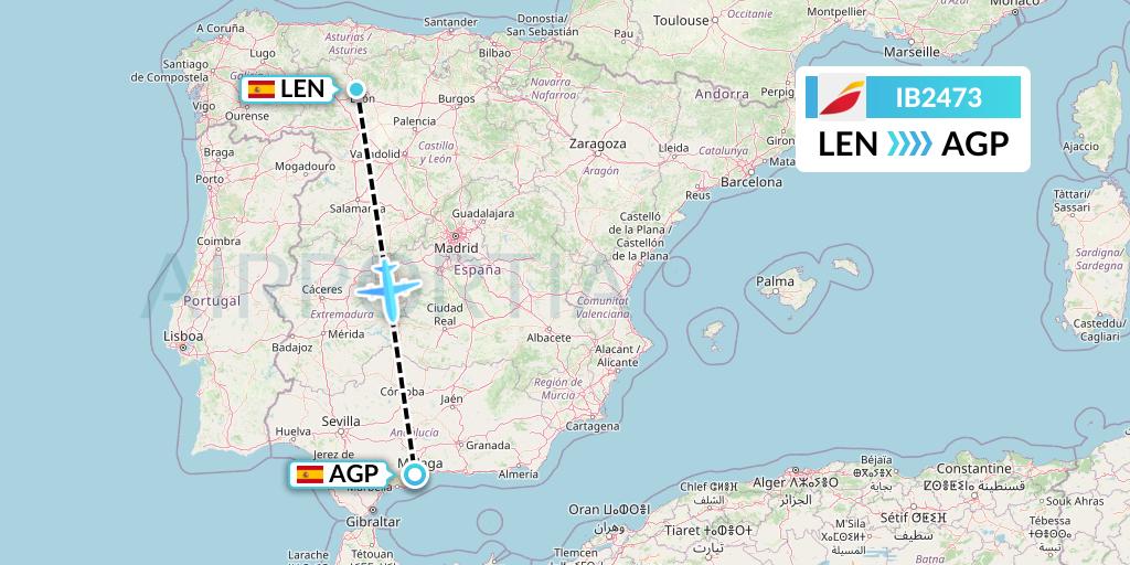 IB2473 Iberia Flight Map: Leon to Malaga