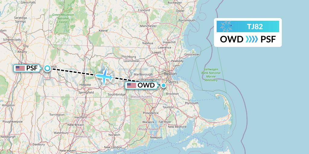TJ82 Tradewind Aviation Flight Map: Norwood to Pittsfield