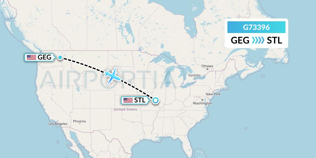 G73396 GoJet Flight Map: Spokane to St. Louis