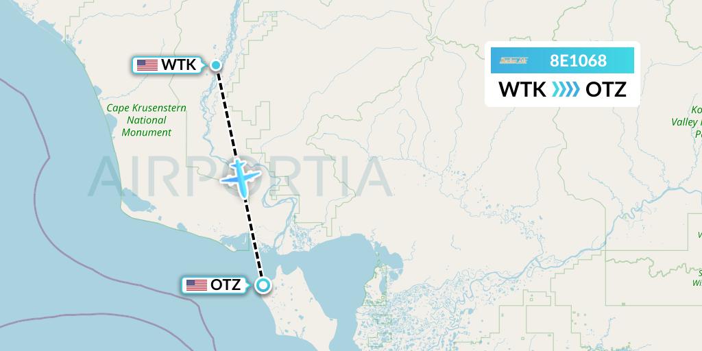 8E1068 Bering Air Flight Map: Noatak to Kotzebue
