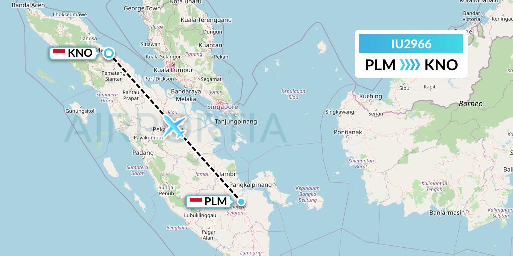 IU2966 Pt. Super Air Jet Flight Map: Palembang to Medan