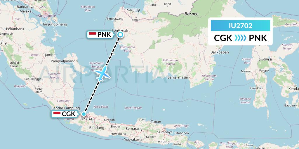 IU2702 Pt. Super Air Jet Flight Map: Jakarta to Pontianak