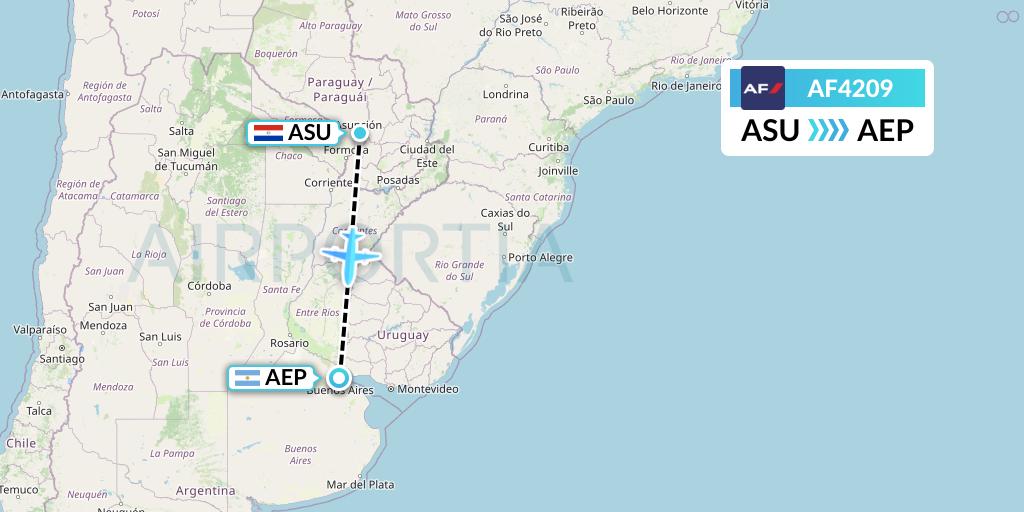 AF4209 Air France Flight Map: Asuncion to Buenos Aires