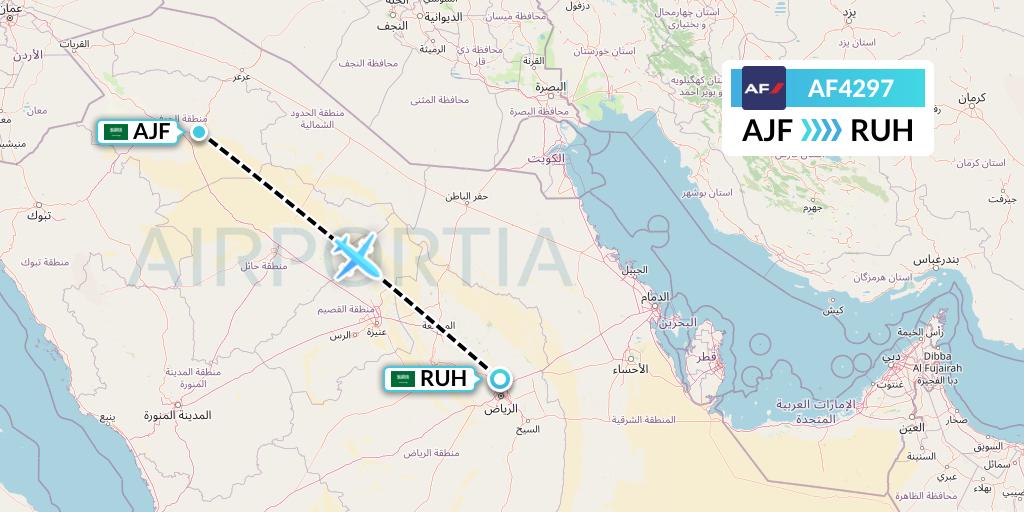 AF4297 Air France Flight Map: Sakaka to Riyadh