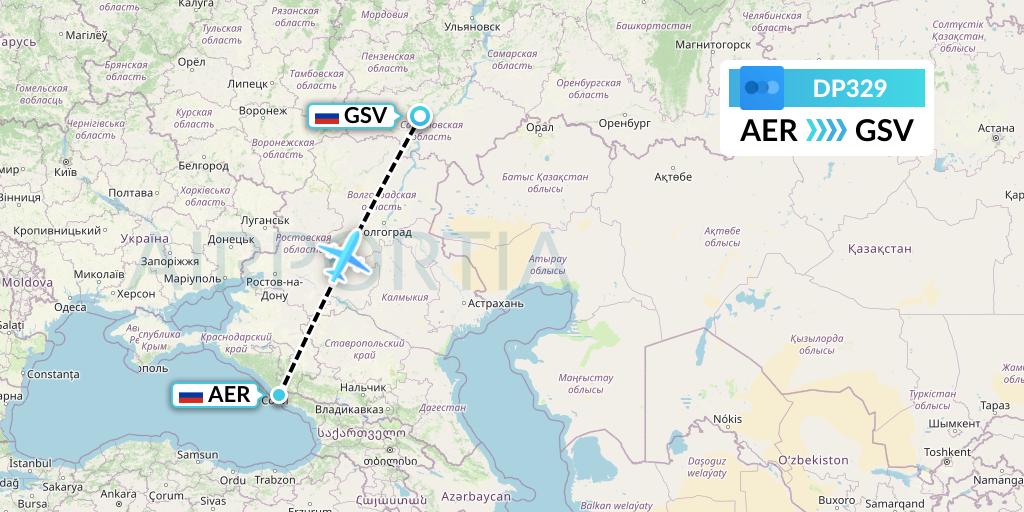 DP329 Pobeda Flight Map: Sochi to Saratov