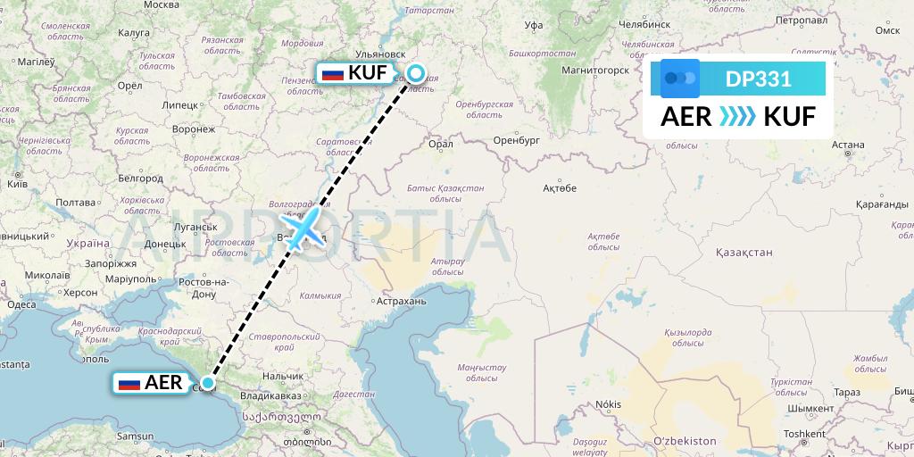DP331 Pobeda Flight Map: Sochi to Samara
