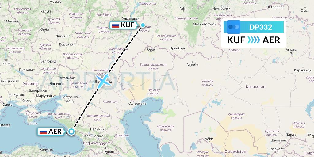 DP332 Pobeda Flight Map: Samara to Sochi