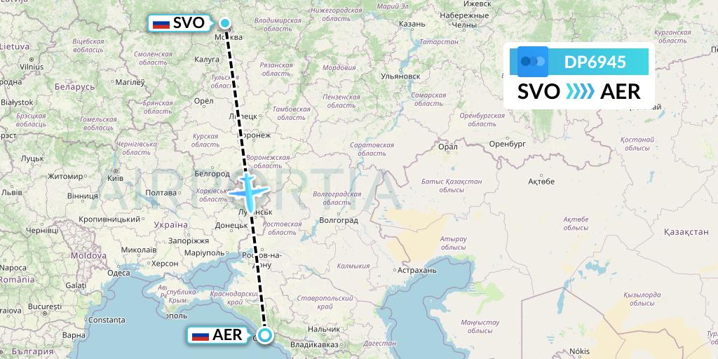 DP6945 Pobeda Flight Map: Moscow to Sochi