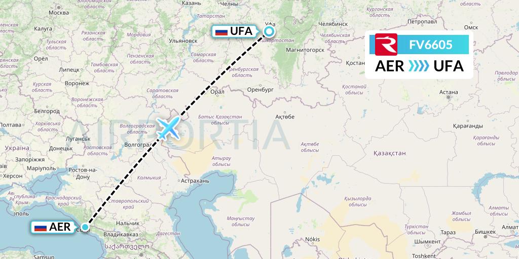 FV6605 Rossiya Flight Map: Sochi to Ufa