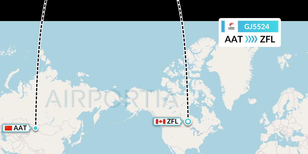 GJ5524 Loong Airlines Flight Map: Altay to South Trout Lake