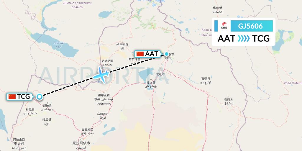 GJ5606 Loong Airlines Flight Map: Altay to Tacheng